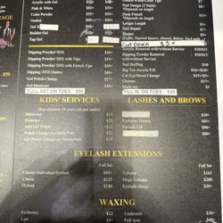 Phoenix Nail Bar - Service menu w/ prices