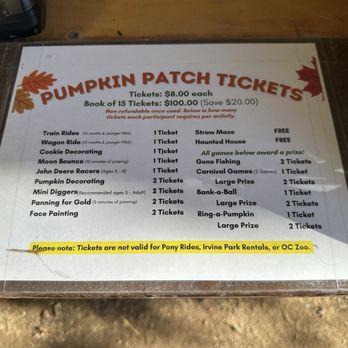 Irvine Park Railroad - Pumpkin patch ticket prices - Amusement Parks Near Me - Orange, California