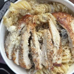Grilled chicken, three Four Cheeses and Wild Mushroom Sauce Grilled chicken, three Four Cheeses and Wild Mushroom Sauce
