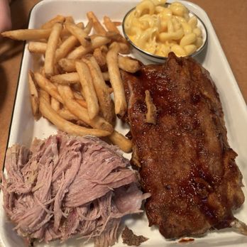 Bethany Blues BBQ Pit - Pick 2 BBQ Platter, Baby Back Ribs, Pulled Pork, Mac & Cheese, Fries - Barbeque Near Me - Bethany Beach, Delaware