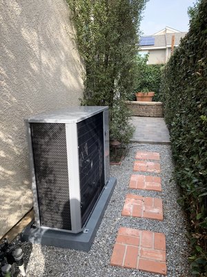 Slim line. Save space and energy. - "These are Slimline Condensers, more efficient and quieter than a standard Condenser.   If you don't have room on the side of your house for the bigger, rounded Condenser, this may be the right option for you.  Although the price is a little more for these slim units, they are quieter and less intrusive.  The first one is a Trane and the second is an AC Pro."