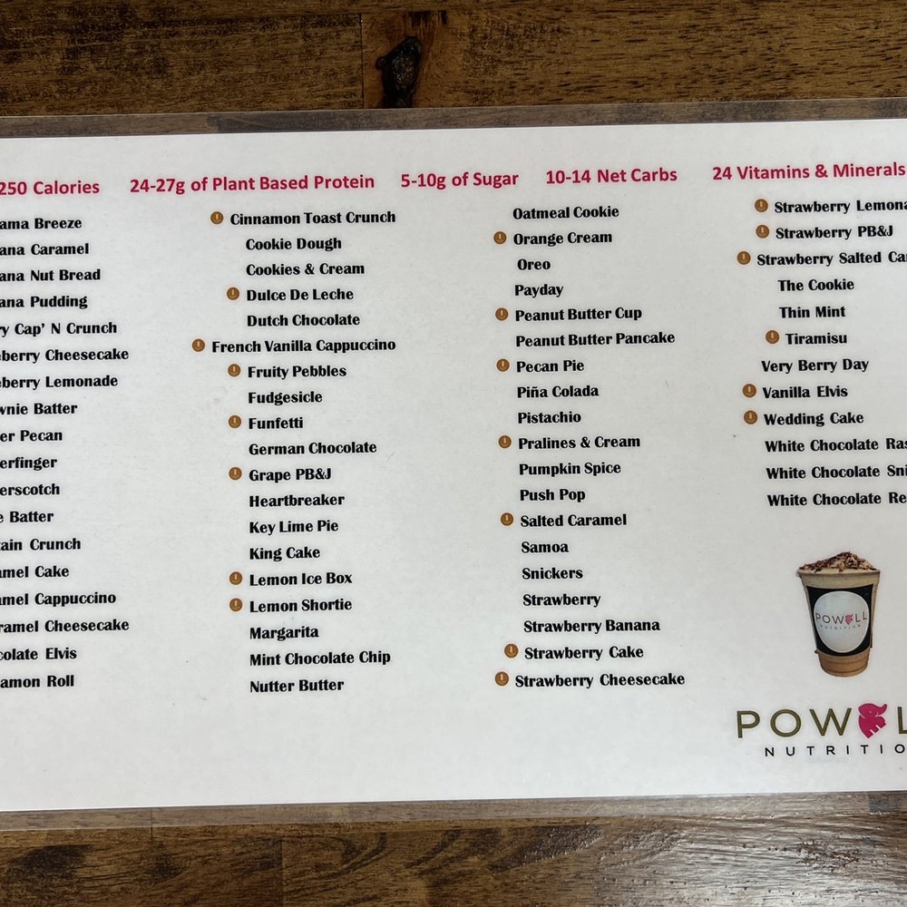 Powell Nutrition - Menu - meal replacement flavors - Juice Bars & Smoothies Near Me - Powell, Tennessee Powell Nutrition - Menu - meal replacement flavors - Juice Bars & Smoothies Near Me - Powell, Tennessee