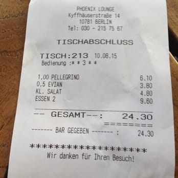 Phoenix Lounge - 10 Euros for water. - Bars Near Me - Berlin, BE