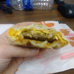 Inside of Breakfast sausage Crunchwrap