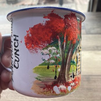Minia's - Cute hand painted old-fashioned tin cup advertising Minia's - Breakfast & Brunch Near Me - Montclair, New Jersey Minia's - Cute hand painted old-fashioned tin cup advertising Minia's - Breakfast & Brunch Near Me - Montclair, New Jersey