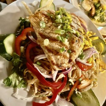 The Comedy & Magic Club - Asian Sesame Salad, add salmon - YUM - Comedy Clubs Near Me - Hermosa Beach, California