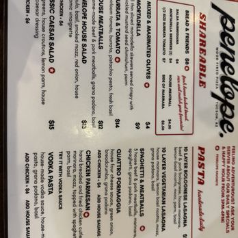 Penelope - Menu - Pizza Near Me - Tucson, Arizona