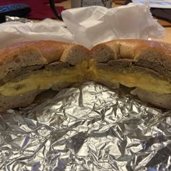 Bagelfresh Robbinsville - Turkey sausage, scrambled eggs, and cheese on a whole wheat bagel