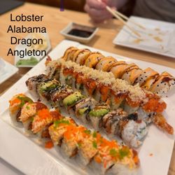 Sakana Sushi Bar & Grill - From furthest to closest, Lobster, Alabama, Dragon, Angleton