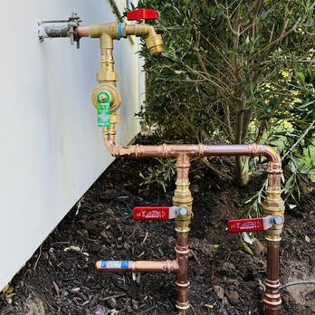 Drain Brains Plumbing - Main water shut off valve, hammer arrestor, pressure regulator, hose bib and vacuum breaker install after water main replacement to meter - Plumbing Near Me Drain Brains Plumbing - Main water shut off valve, hammer arrestor, pressure regulator, hose bib and vacuum breaker install after water main replacement to meter - Plumbing Near Me