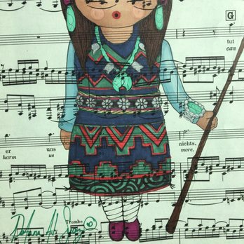 Raven Makes Gallery - DeAnna Suazo, Watercolor & Ink on Music Sheet - Art Galleries Near Me - Sisters, Oregon