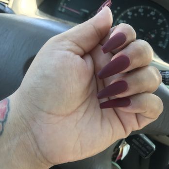 Coco Luxe Nails - Matte Burgundy By Tiffany - Eyelash Service Near Me - Santa Monica, California