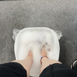 No frills bucket pedicure- does the job.  No chair massage spa or foot whirlpool- just the basics here.