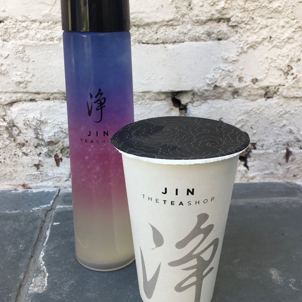 Jin Tea Shop - Left: Butterfly Pea Lemonade Right: Passion Fruit Oolong Tea - Tea Rooms Near Me - Pasadena, California Jin Tea Shop - Left: Butterfly Pea Lemonade Right: Passion Fruit Oolong Tea - Tea Rooms Near Me - Pasadena, California