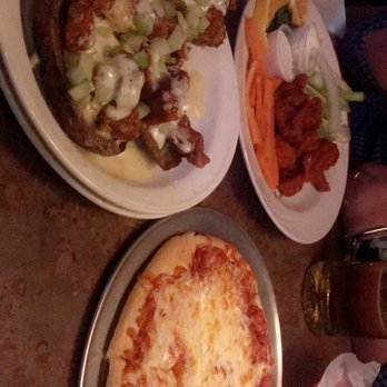 Mr Pizza - Half boats with celery, buffalo chicken, cheese and ranch, an order of buffalo chicken tenders and a small cheese pizza for the table. - Pizza Near Me - Gorham, New Hampshire