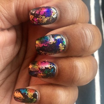 Pinky Elegant Nails - Black SNS w free hand foil design. My absolute fav design. Stunning - Nail Salons Near Me - Winter Park, Florida Pinky Elegant Nails - Black SNS w free hand foil design. My absolute fav design. Stunning - Nail Salons Near Me - Winter Park, Florida