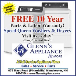 Glenn's Appliance & More - Speed Queen offer expires 12/31/2019