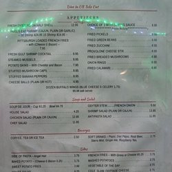 Corky Nolan's Miller's Seafood House - Menu