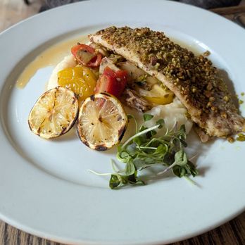 Anthony David's - Pistachio-Crusted Branzino - Breakfast & Brunch Near Me - Hoboken, New Jersey Anthony David's - Pistachio-Crusted Branzino - Breakfast & Brunch Near Me - Hoboken, New Jersey