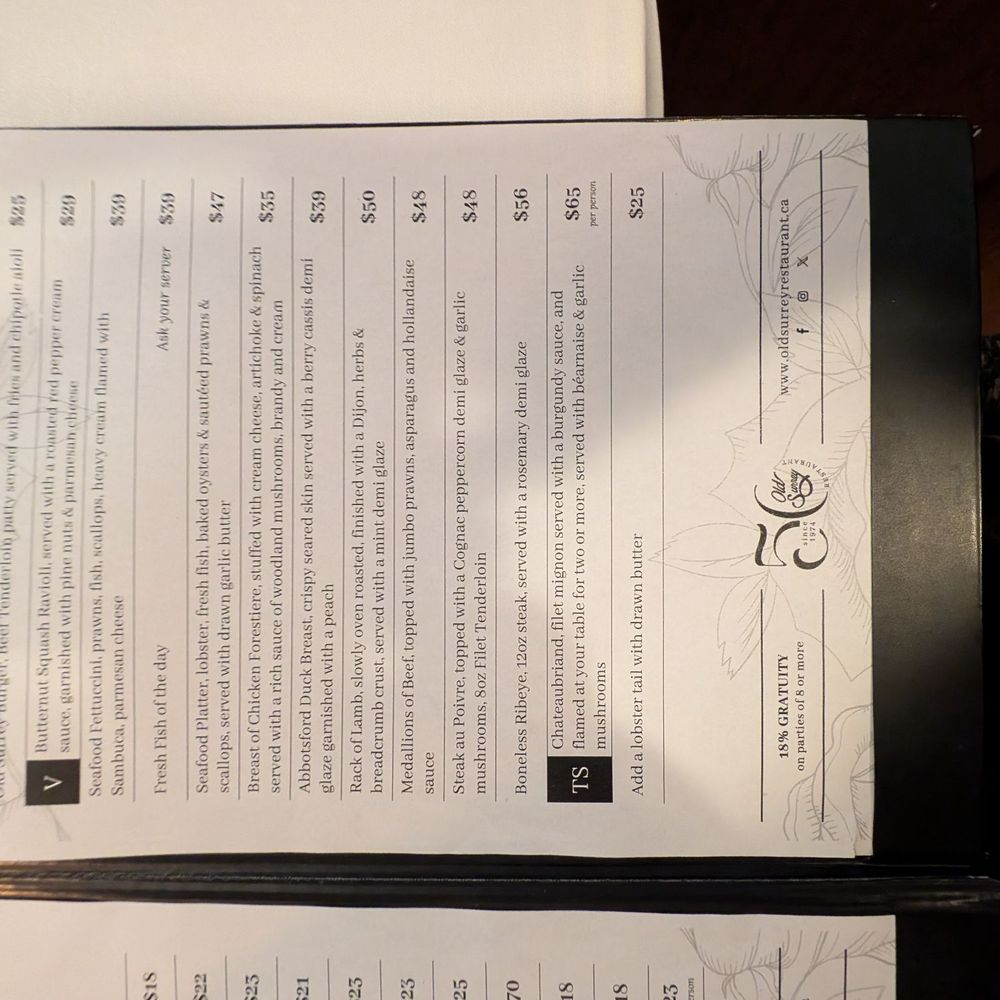Old Surrey Restaurant - Menu - French Near Me - Surrey, British Columbia