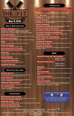 Menu photo 1 The Pit Lewiston, ME