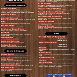 The Pit - Dinner menu