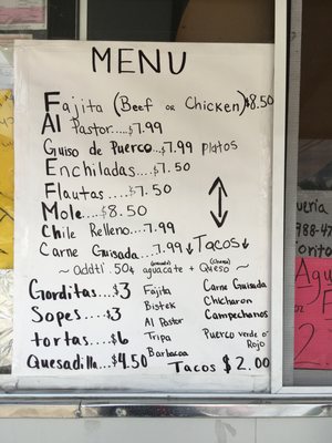 Menu photo 2 Taqueria el Torito Austin, TX