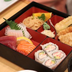 Totoro - Sashimi Bento ($18) - 6 pieces sashimi, special California roll, noodle salad with shrimp & vegetable tempura