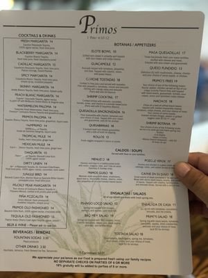 Menu photo 6 Primos Restaurant And Tequila Bar Ripon, CA Menu photo 6 Primos Restaurant And Tequila Bar Ripon, CA
