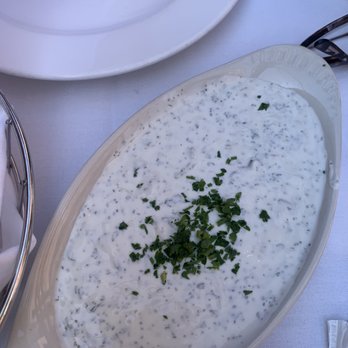 Cafe Santorini - TZATZIKI app. It's really big and FYI some of the entrees come with it so maybe not worth it to get the appetizer - Italian Near Me - Pasadena, California