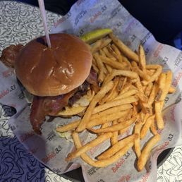 Bacon cheeseburger. Two patties and it was huge! Bacon cheeseburger. Two patties and it was huge!
