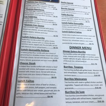 Galera Dos - Menu - Mexican Near Me - Danville, Pennsylvania