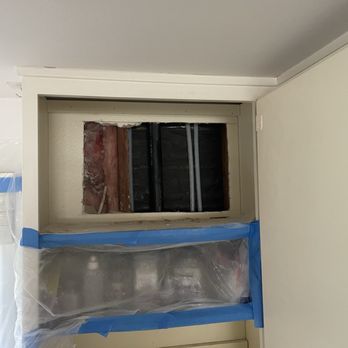 Gallegos Plumbing - Drywall cut in cabinet. Sealed areas to prevent dust debris - Plumbing Near Me - Ventura, California Gallegos Plumbing - Drywall cut in cabinet. Sealed areas to prevent dust debris - Plumbing Near Me - Ventura, California
