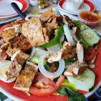 The Red Colony Diner - Cobb salad with sides of blue cheese, Greek and ranch dressings. - Breakfast & Brunch Near Me - Brookfield, Connecticut