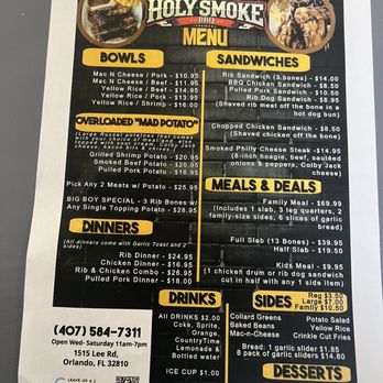 Joe's Holy Smoke BBQ - Menu - Barbeque Near Me - Orlando, Florida Joe's Holy Smoke BBQ - Menu - Barbeque Near Me - Orlando, Florida