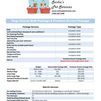 Sasha's Pet Services - Pricing Page - July 2019 - Pet Groomers Near Me Sasha's Pet Services - Pricing Page - July 2019 - Pet Groomers Near Me