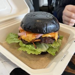 New on the menu! Their version of a smash burger! It was really yummy! Charcoal bun with picked onions and kimchee aioli. Will order again! New on the menu! Their version of a smash burger! It was really yummy! Charcoal bun with picked onions and kimchee aioli. Will order again!