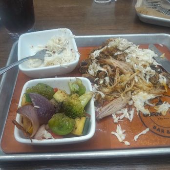 Burnt End BBQ - Pork Platter, Spicy Slaw, with In-Season Veggie bowl. - Barbeque Near Me - Kansas City, Missouri Burnt End BBQ - Pork Platter, Spicy Slaw, with In-Season Veggie bowl. - Barbeque Near Me - Kansas City, Missouri