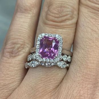 Diamond Center - Beautiful pink sapphire ring with stackable bands - Jewelry Near Me - Los Angeles, California Diamond Center - Beautiful pink sapphire ring with stackable bands - Jewelry Near Me - Los Angeles, California