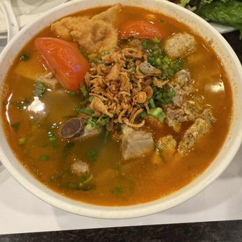Golden Delight #1 - Ground Shrimp & Minced Crab Meat in Tomato Soup (Bun Rieu) - Vietnamese Near Me - Rosemead, California