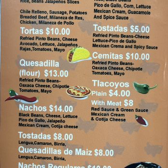 Tacos El Morelense - Menú - Food Trucks Near Me - Woodside, New York Tacos El Morelense - Menú - Food Trucks Near Me - Woodside, New York