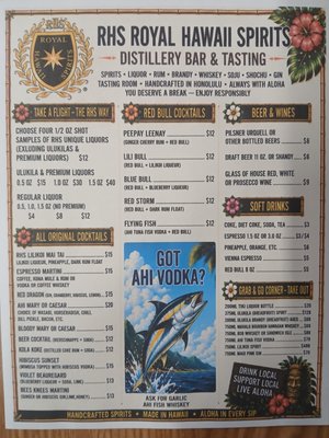 Menu photo 1 RHS Royal Hawaii Spirits Honolulu, HI Menu photo 1 RHS Royal Hawaii Spirits Honolulu, HI