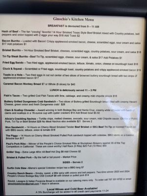 Menu photo 2 Ginochio's Kitchen Bodega Bay, CA Menu photo 2 Ginochio's Kitchen Bodega Bay, CA