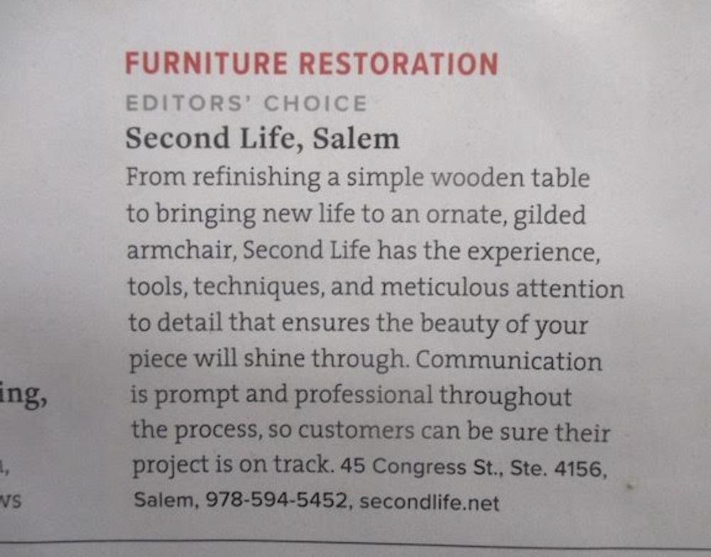 Second Life - upholstery in Salem, MA