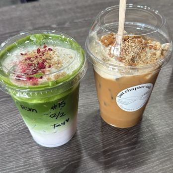 Last Chapter Cafe - Strawberry shortcake matcha & banana cookie latte - Coffee & Tea Near Me Last Chapter Cafe - Strawberry shortcake matcha & banana cookie latte - Coffee & Tea Near Me