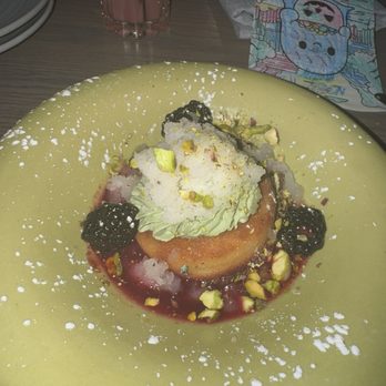 Pez Coastal Kitchen - A very busy lemon cake, tasty nonetheless. - Seafood Near Me - Pasadena, California Pez Coastal Kitchen - A very busy lemon cake, tasty nonetheless. - Seafood Near Me - Pasadena, California
