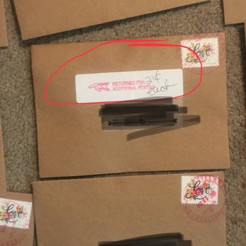 US Post Office - The reason for the return. Thankfully they only ruined two items with this miserable sticker. - Post Offices Near Me - Rowland Heights, California