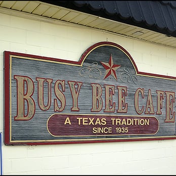 Busy Bee Cafe - Sign on parking lot side of building - Breakfast & Brunch Near Me - Alvin, Texas Busy Bee Cafe - Sign on parking lot side of building - Breakfast & Brunch Near Me - Alvin, Texas