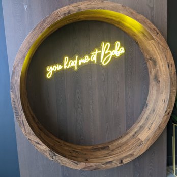 Boba Bar - a circular wooden table with a neon sign - Bubble Tea Near Me - Sherwood Park, Alberta Boba Bar - a circular wooden table with a neon sign - Bubble Tea Near Me - Sherwood Park, Alberta
