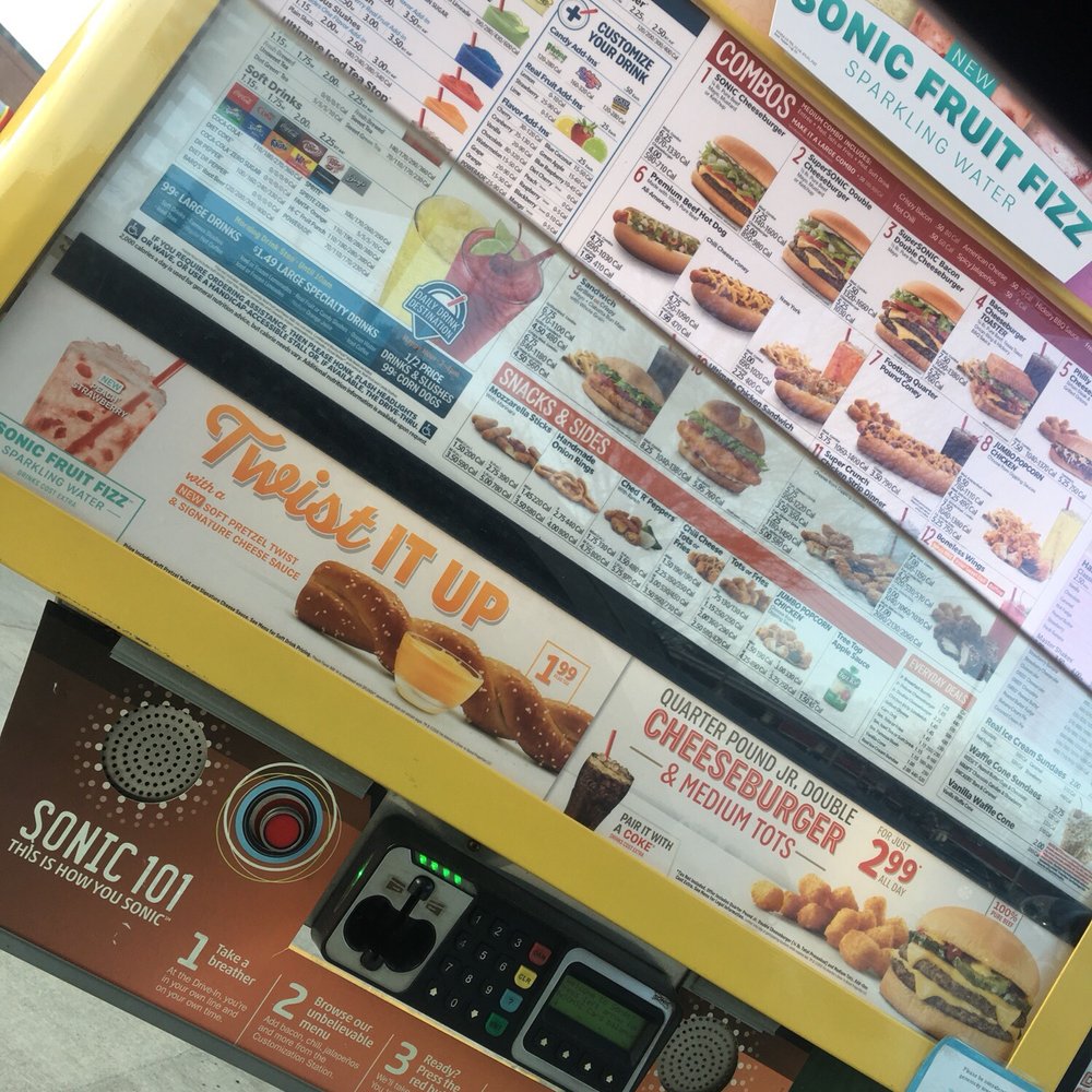 Sonic Drive-In - Menu circa March 2018 - Burgers Near Me - North Canton, Ohio Sonic Drive-In - Menu circa March 2018 - Burgers Near Me - North Canton, Ohio